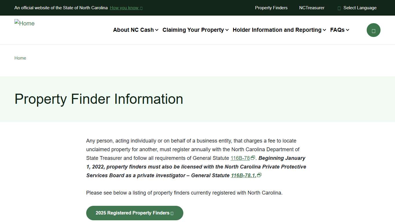 Property Finder Information NCCASH